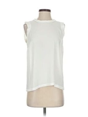 J. Crew Cream Ruffle-Trim Sleeveless Tank